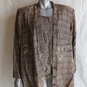 R & M Richards Brown Floral Blazer W attach Shirt